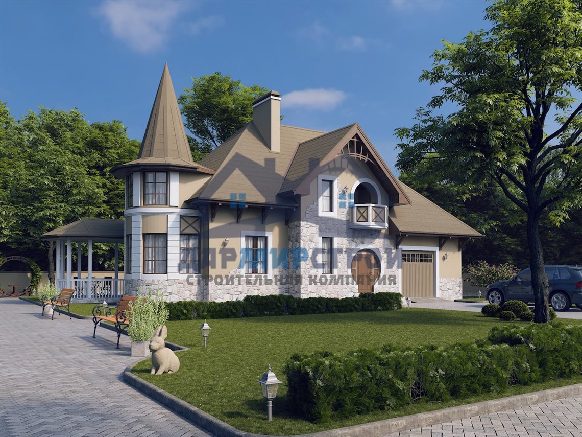 7GS - Проект двухэтажного дома из газобетона с гаражем