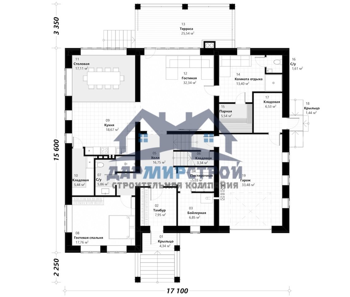 503-19GS - Проект двухэтажного дома из газобетона с гаражем — изображение 2
