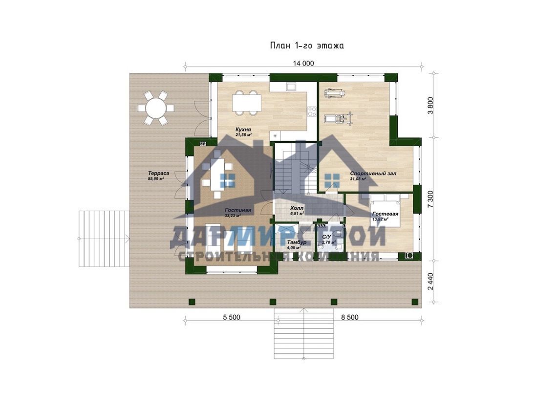 П91 - Индивидуальный проект двухэтажного дома с цокольным этажом в стиле шале — изображение 8