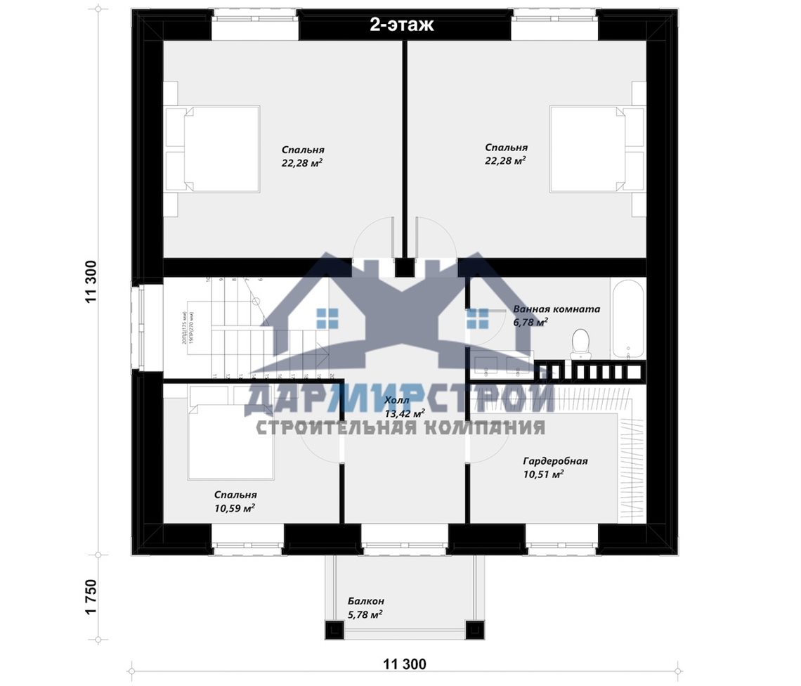 П20 - Проект двухэтажного дома с цоколем из газобетона — изображение 4